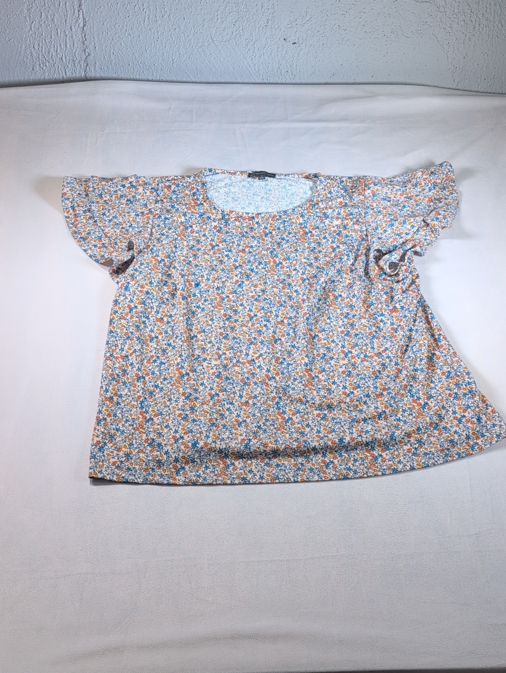 Adrianna Papell Blue & Orange Dainty Floral Print Blouse Size 1X - Picture 2 of 9